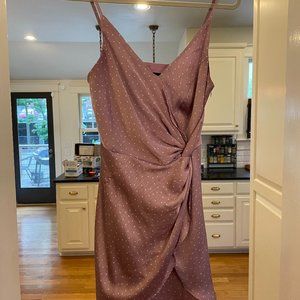 Pink and white polkadot satin dress